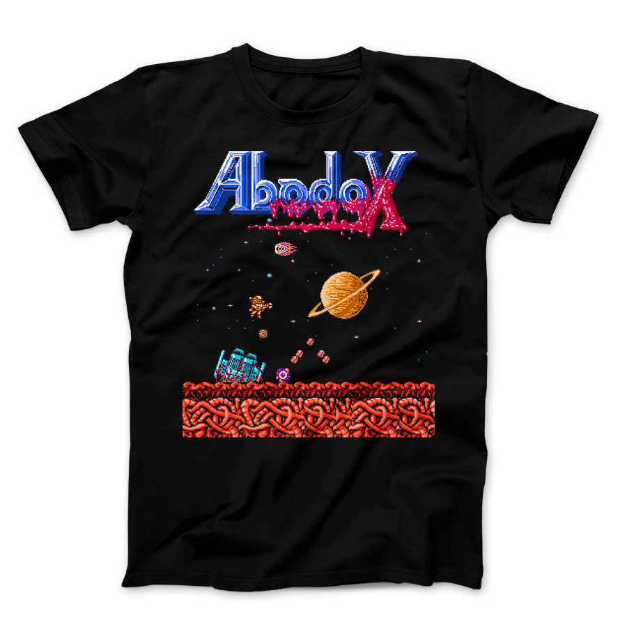 トップス game shirt Deep Space Abadox - PixelRetro Video Game T-shirts - NES- Nintendo