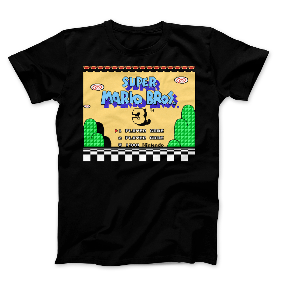 Super Mario 3 Title Screen   PixelRetro Video Game T shirts   Nintendo