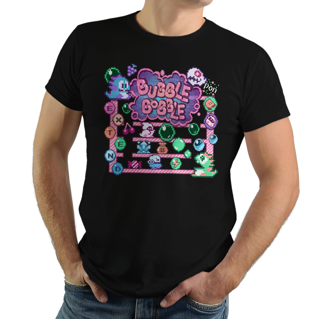 Bubble Bobble T Shirt Funny Gaming 80s Gamer Nerd Game Cool 