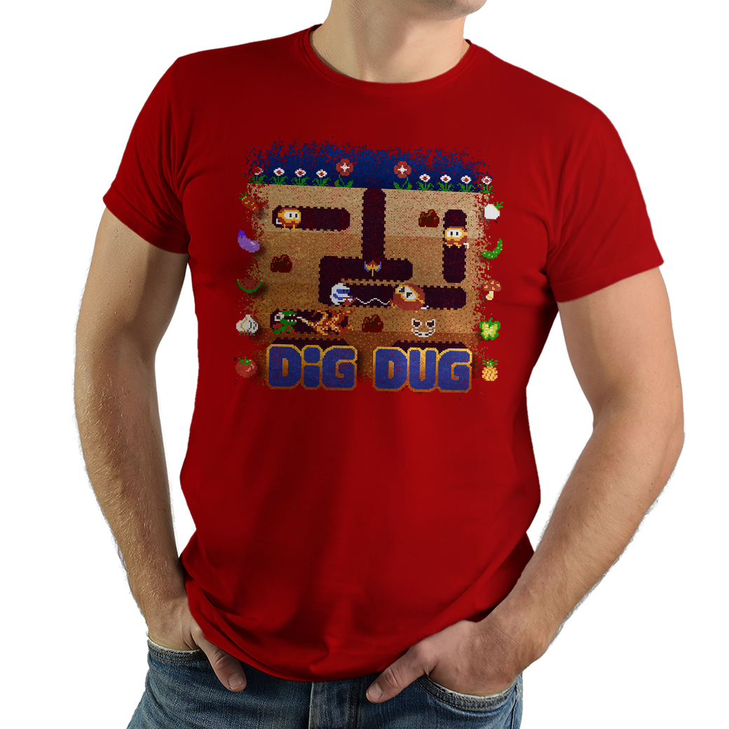 ー品販売  Dig Namco - T-shirts Game Video PixelRetro - Dug ミュージシャン