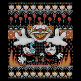 Don't Deal With The Clown - Retro and Pixel Video Game T-shirts - Cuphead, Animation, Xbox, Parody, It, Pennywise, Derry, Mugman, Video Game, Mashup, Nerd, Geek, Clown, Horror, Balloon, Float Down Here, 1930s, Cartoon, Ugly Christmas Sweater, Clown