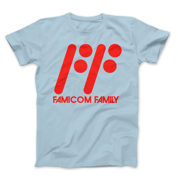 Famicom Family Red Text on Blue