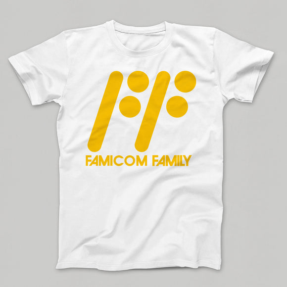 Famicom Family Yellow Text on White