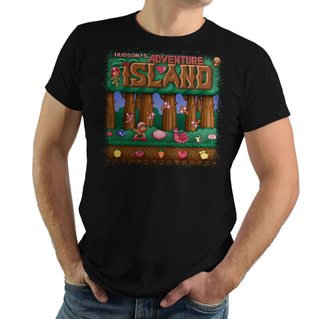 Island Adventure - PixelRetro Video Game T-shirts - NES - Higgins