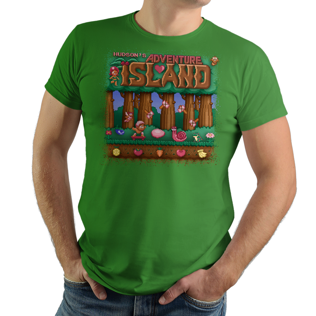 Island Adventure - PixelRetro Video Game T-shirts - NES - Higgins