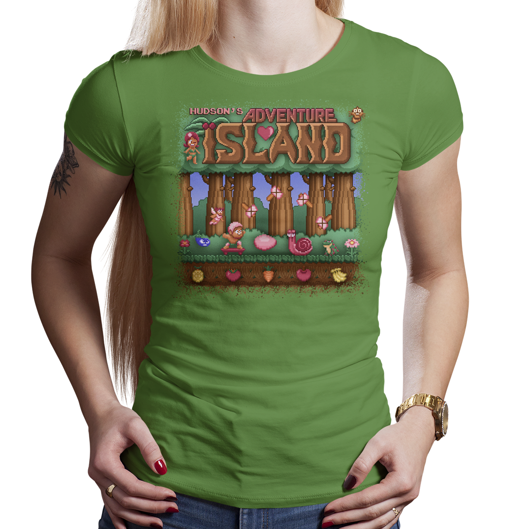 Island Adventure - PixelRetro Video Game T-shirts - NES - Higgins