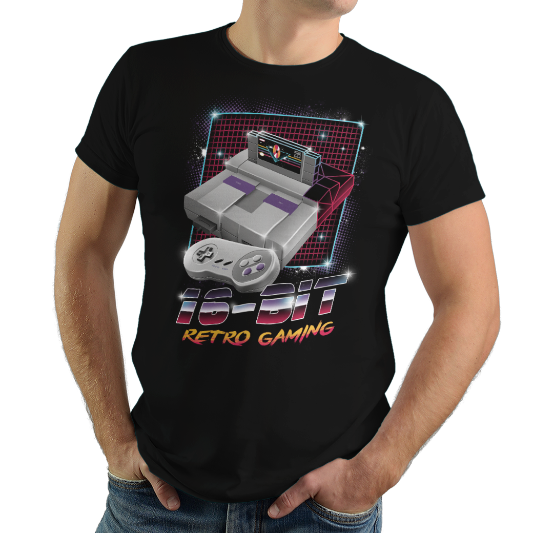 16-Bit Retro Gaming PixelRetro Video Game T-shirts Super Nintendo