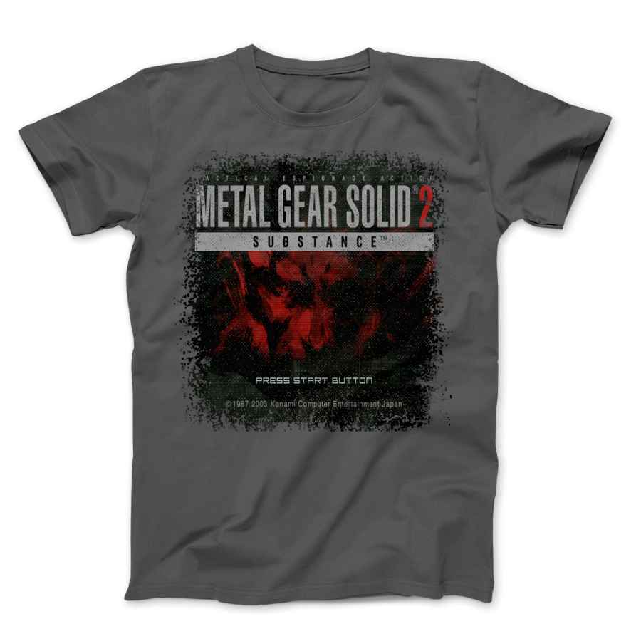 metal gear solid 2 font Metal Gear- PixelRetro Video Game T-shirts