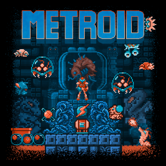 Metroid - Video Game Pixel T-Shirts & Retro Gaming Tees! Gamer, NES, Nintendo, Nintendo Shirts, Pixel, 8-Bit, 80s, 1980s, 1990s, 90s, Retro, Gamer, Metroid, Samus Aran, Varia Suit, Space Pirates, Kraid, Ridley, Mother Brain, 1986, 1980s, Action Adventure, Morph Ball, Screw Attack, Bounty Hunter, Super Metroid, Metroid Prime, Kari LikeLikes, Men, Women, Tank, Long Sleeved