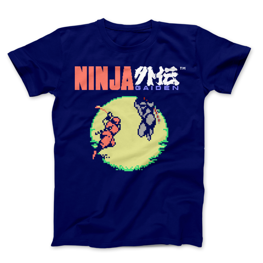 ニャオザネ Ninja Gaiden the Duel - PixelRetro Video Game T-shirt - NES - Ryu